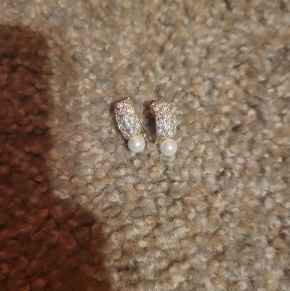 diamond pearl earrings - Picture 1 of 4